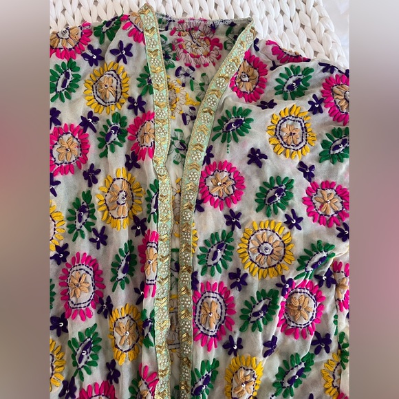 Ibiza Bohemian vibe handmade Kimono embellished mirror fringe embroidered - Picture 4 of 10